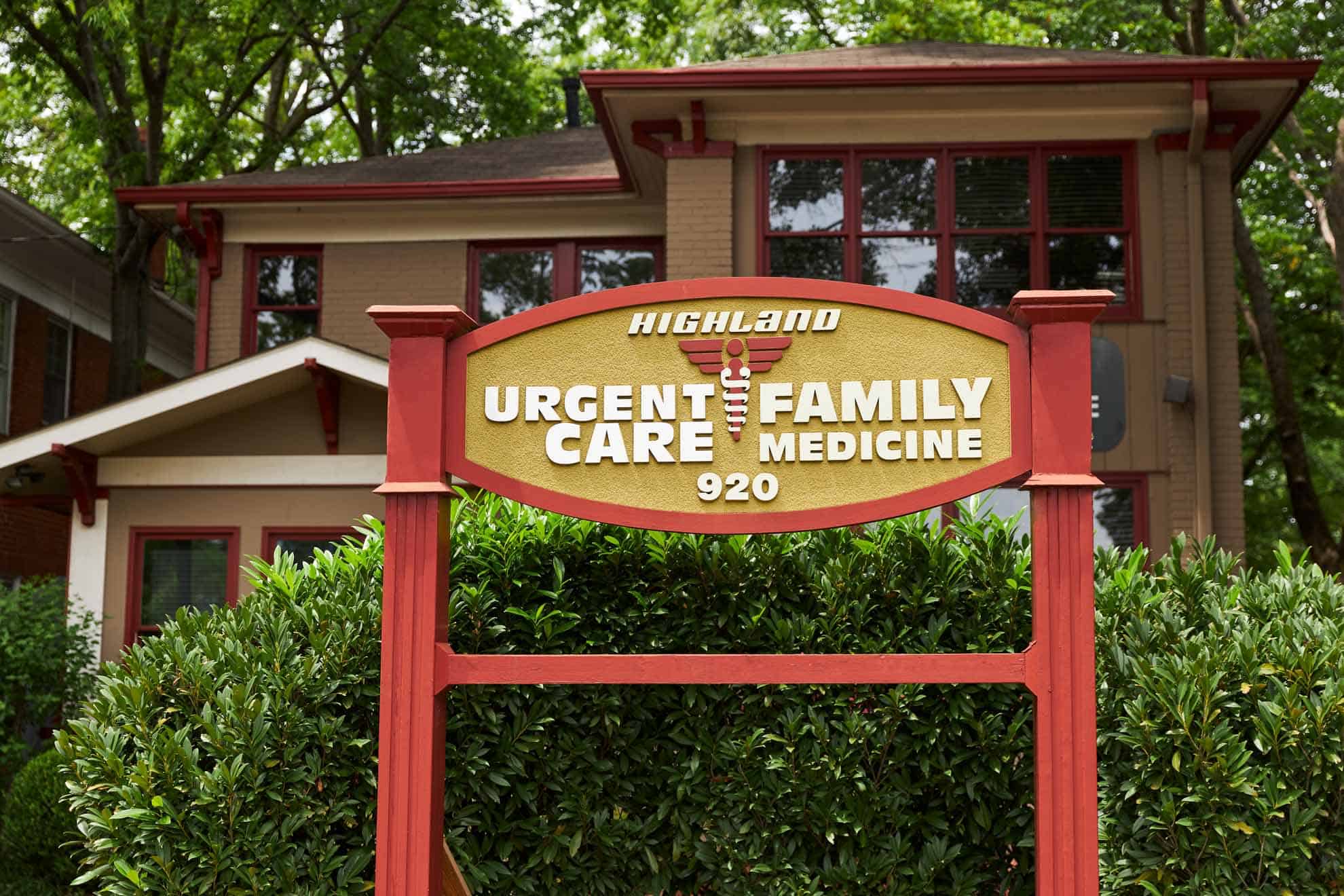 Highland Urgent Care & Family Medicine sign in front of building